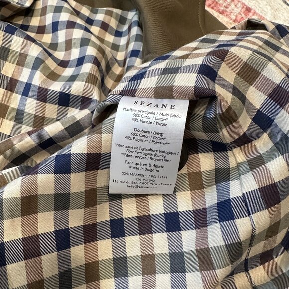 (SOLD) SEZANE Clyde Coat in Dark Green / Khaki, in size FR 34 / US 2 - Picture 4 of 5